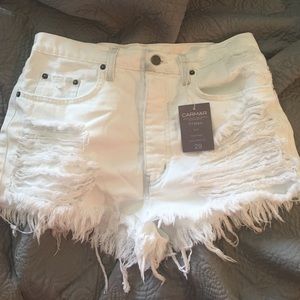 NWT Carmar White distressed shorts